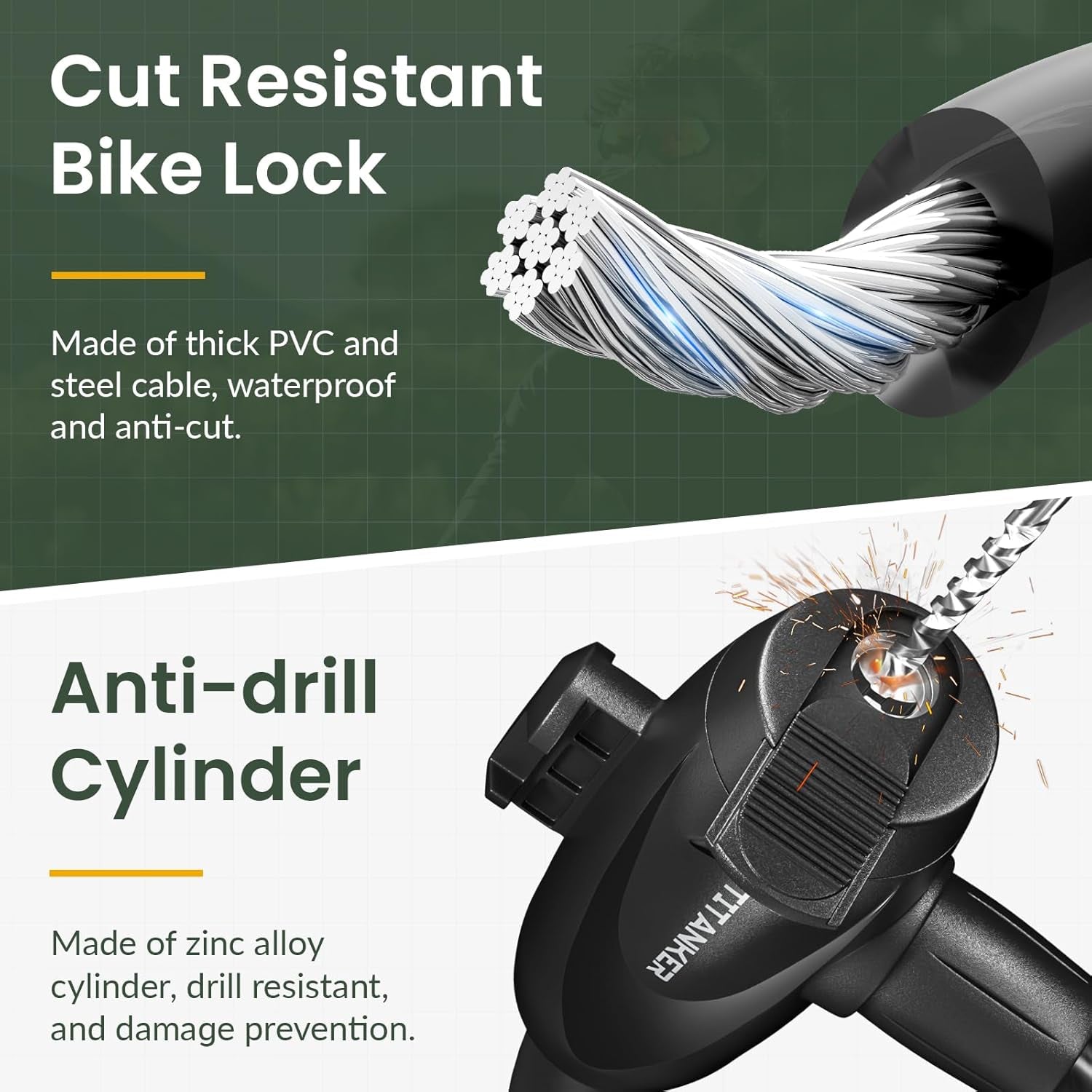 Bike Lock, 1/2 Inch Thick Bike Lock Cable Coiled Secure Bicycle Lock with Keys Scooter Lock Bike Locks Heavy Duty anti Theft Bike Cable Lock with Mounting Bracket (4Feet, 6 Feet)