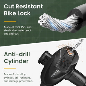 Bike Lock, 1/2 Inch Thick Bike Lock Cable Coiled Secure Bicycle Lock with Keys Scooter Lock Bike Locks Heavy Duty anti Theft Bike Cable Lock with Mounting Bracket (4Feet, 6 Feet)