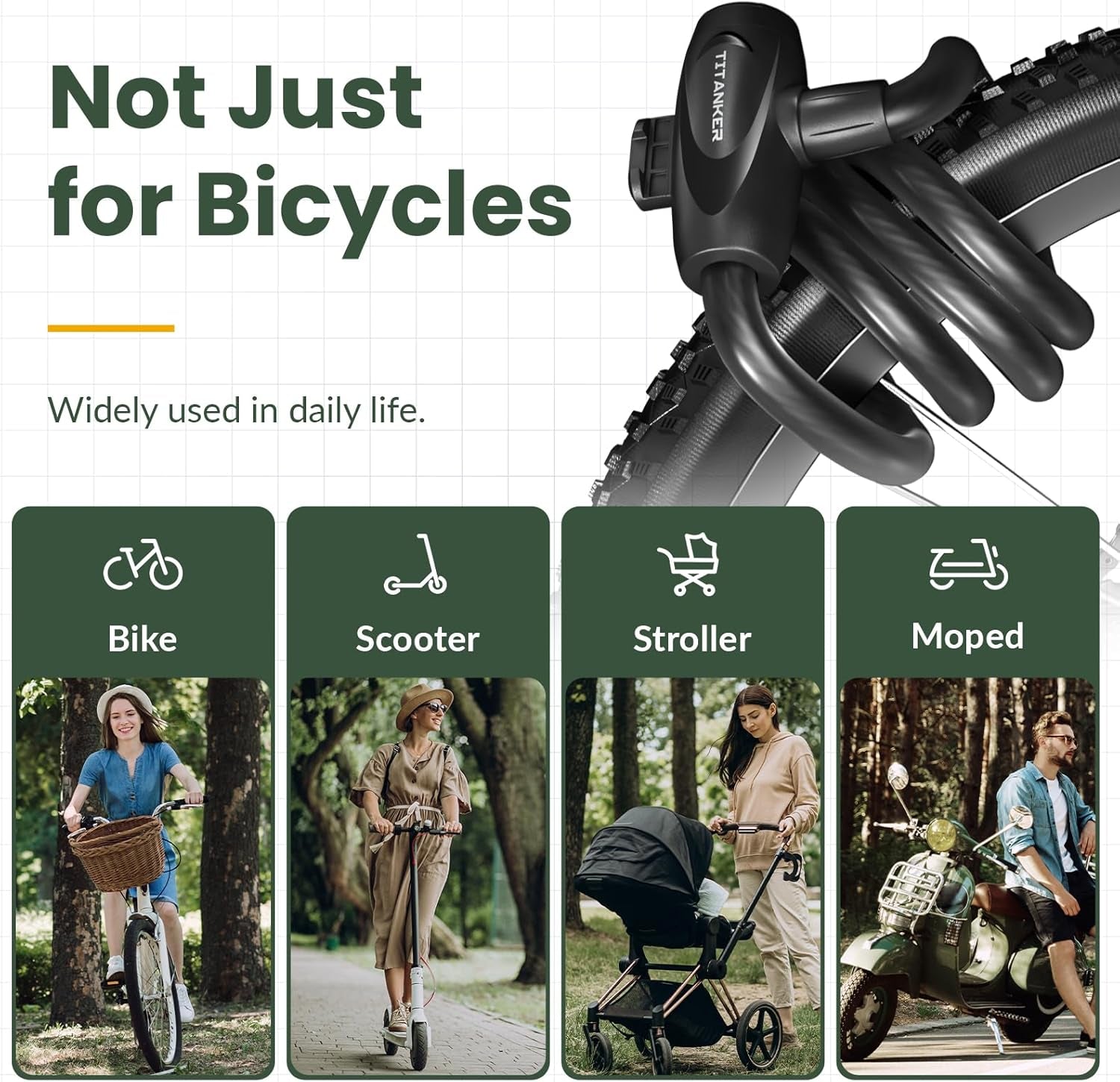 Bike Lock, 1/2 Inch Thick Bike Lock Cable Coiled Secure Bicycle Lock with Keys Scooter Lock Bike Locks Heavy Duty anti Theft Bike Cable Lock with Mounting Bracket (4Feet, 6 Feet)