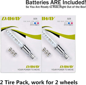 A08 Bike Tire Valve Stem Light - LED Waterproof Bicycle Wheel Lights Neon Flashing Lamp Glow in the Dark Cool Safe Accessories, 1 Pack/ 2 Pack