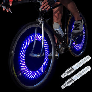 A08 Bike Tire Valve Stem Light - LED Waterproof Bicycle Wheel Lights Neon Flashing Lamp Glow in the Dark Cool Safe Accessories, 1 Pack/ 2 Pack